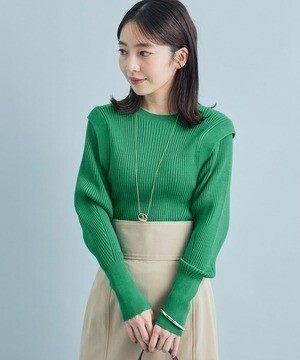 ViS 肩タックリブニットプルオーバー