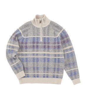 Hush Puppies チェック柄ブークレーハーフZIPセーター