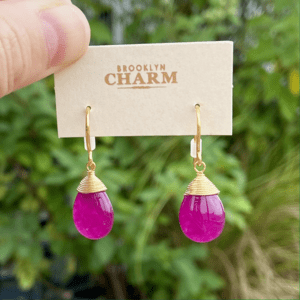 Brooklyn Charm ホワイトジェイド フックピアス/イヤリング(BCER0467)