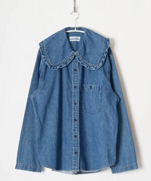 HOLIDAY PURITAN COLLAR DENIM SHIRT