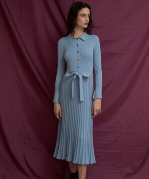 TONAL 衿付リブニットフレアワンピース