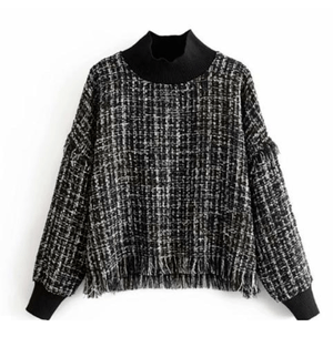 ZARA ツイード フリンジ ニット セーター