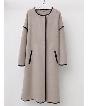 TONAL ウールパイピングノーカラーコート