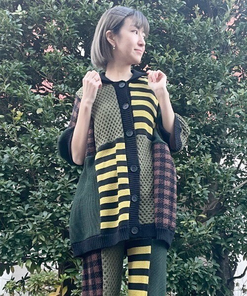 Candy Stripper COVERED WITH PATTERNS KNIT カーディガン