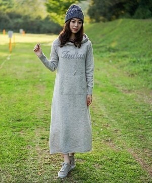 goa Indian　ジャガードニット　フーデットワンピース