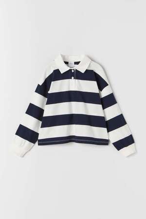 ZARA STRIPED POLO T-SHIRT