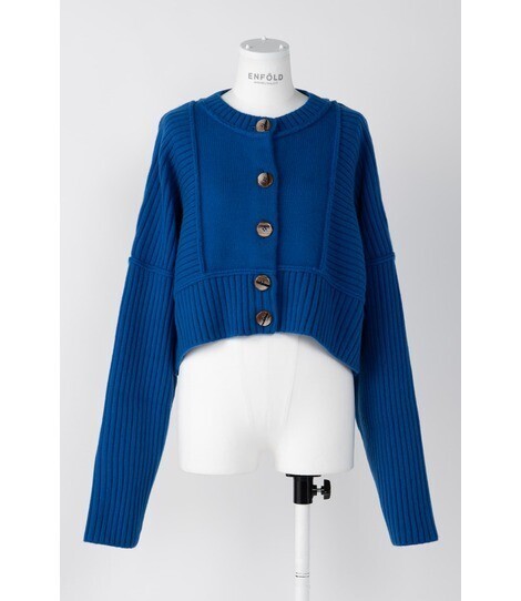 ENFOLD ウールリブショートCARDIGAN]