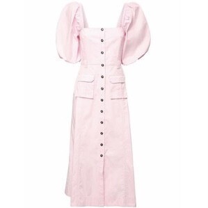 GANNI リップストップストレッチコットンチノドレス