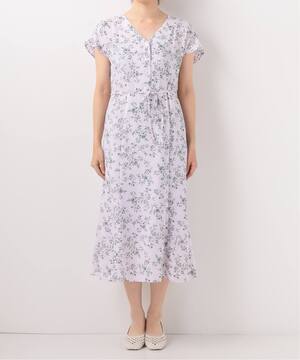 SLOBE IENA フロントボタンフラワーVネックワンピース