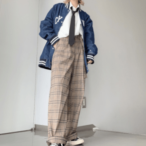 ONE WILL Belt plaid pants