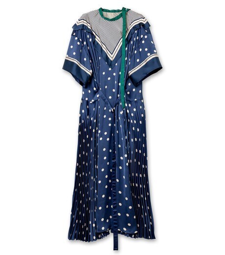 sacai Plaid Scarf/Polka Dots Dress
