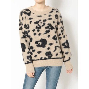 GYDA レオパードラインシャギーニットTOPS