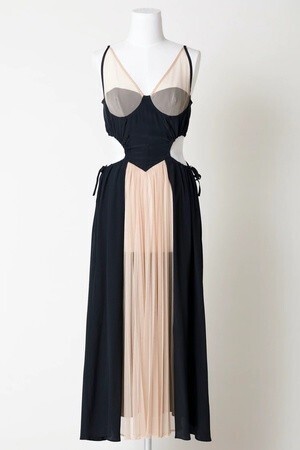 FETICO CUTOUT SILK SLIP DRESS