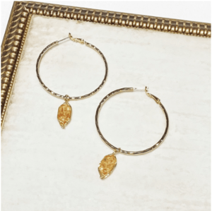 Brooklyn Charm アンバー ストライプフープピアス 50mm（BCER0211）