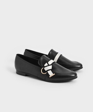 CHARLES & KEITH ファブリックノット バックルローファー