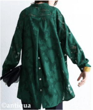 antiqua 花柄 バックボタン シアーシャツ シャツ レディース ・ps-00369