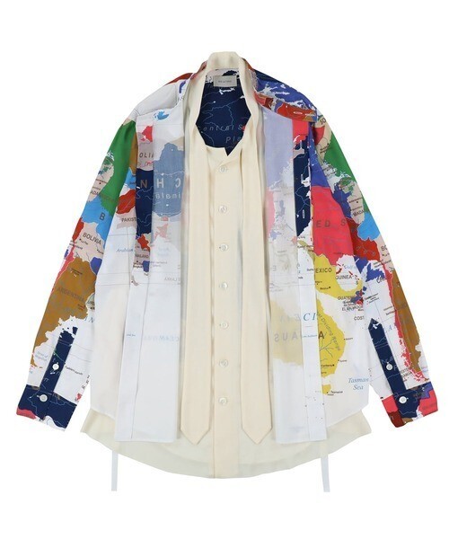 BED J.W. FORD Ensemble tie shirt Map pattern