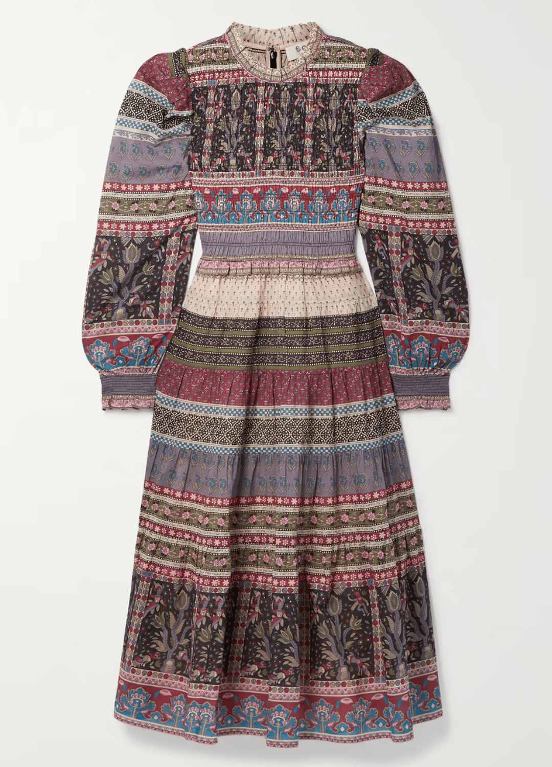SEA Brooke shirred printed cotton-voile midi dress