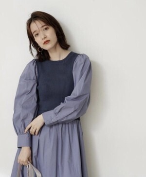 N.Natural Beauty Basic ニットドッキングコットンワンピース