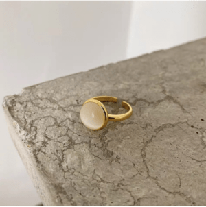 one sea S925 white stone gold ring (R128)