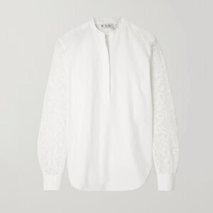 LORO PIANA Ide cotton-poplin and guipure laceshirt