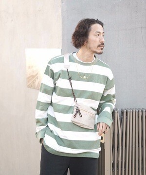 TAIKAN STRIPED L/S CREW GREEN / ロングスリーブボーダーTシャツ