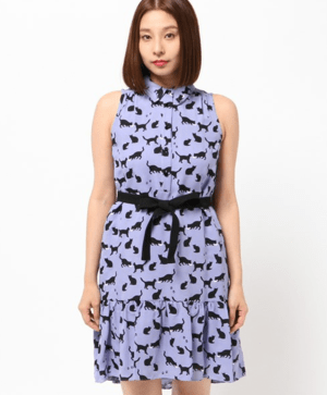kate spade new york STOP THEM IN THEIR TRACKS CATS AND CREAM TIERED DRESS