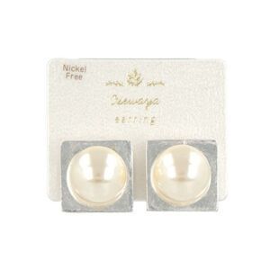 お世話や イヤリング ニッケルフリー FILL PEARL パール スクエア メタル ネジバネ式イヤリング