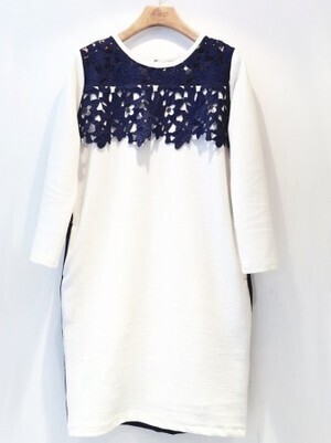 STELLA CIFFON Flower Lace Dress in White