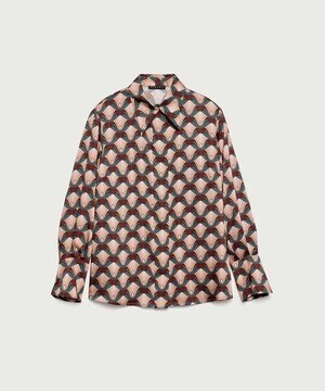 SISLEY ロングカフス総柄長袖シャツ・ブラウス