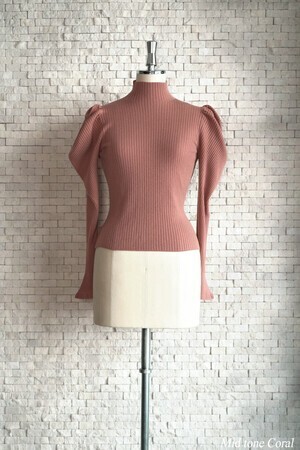 Herlipto Volume sleeve Rib Knit Top