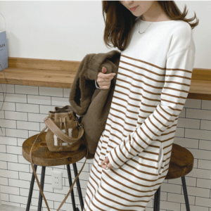 Dolce. ニットワンピース【brown×border】通常丈