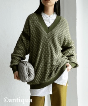antiqua 2WAY ジャガードニット ニット レディース 長袖 ・yp-00028