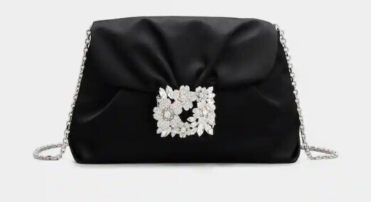 Roger Vivier RV ブーケ ストラス バックル サテン ドレープ バッグ ミニ