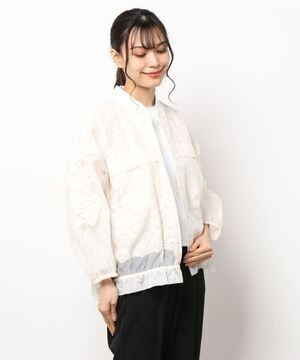 Re.Verofonna ラッセルレース×オーガンジーフリルブルゾン
