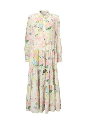 BORDERS at BALCONY FLOWER SILK DRESS