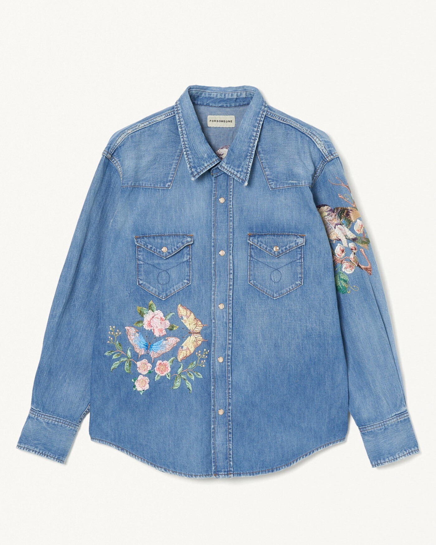 FORSOMEONE EMBROIDERY COWBOY DENIM SHIRT