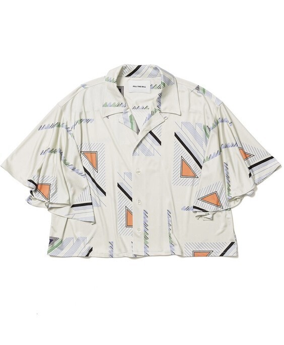 FILL THE BILL GEOMETRY DRAPE SLEEVE SHIRT