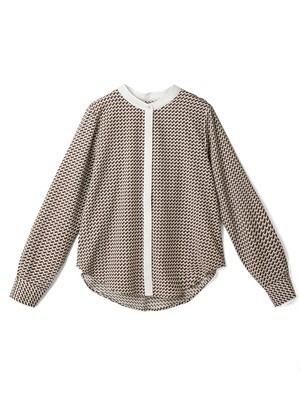 GRL 幾何学柄配色ハイネックブラウス