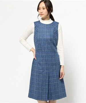 LAURA ASHLEY スリーブレス ブリティッシュ ウール チェック ドレス