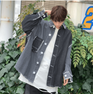 ONE WILL Damafe denim mix shirt jacket