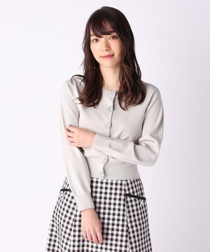LAISSE PASSE フラワーパーツノーマルカーディガン
