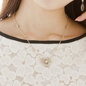 raffia 【JC1315】Jewel Casket/Alt flower necklace