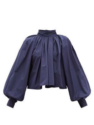 JIL SANDER プリーツ コットンポプリントップ