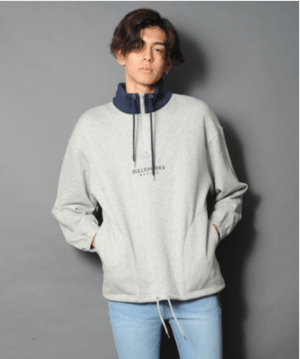 BULLISH Stand bicolor half zip sweat shirt