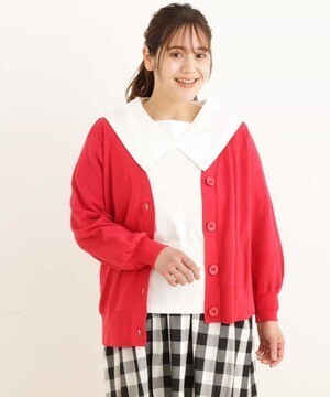 eur3 【大きいサイズ】Vネックショートカーディガン