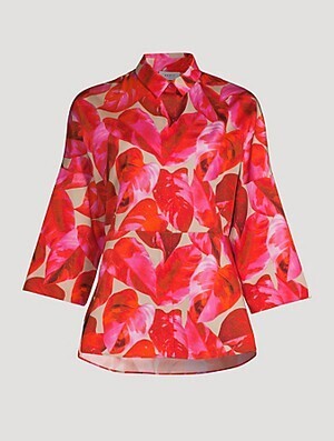 AKRIS PUNTO Cotton Shirt In Tropical Print