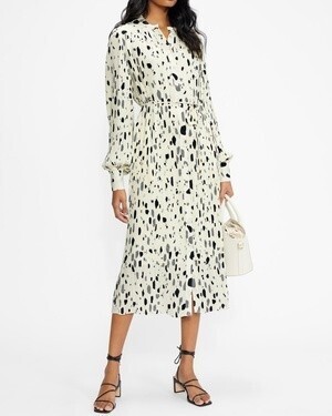 Ted Baker London ドット柄襟なしシャツワンピース
