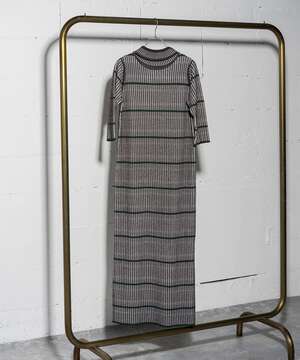 ANOGH MULTI BORDER RIB KNIT DRESS