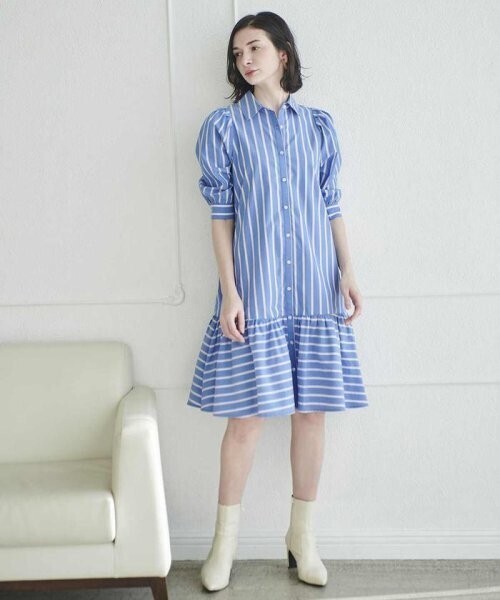 AndCouture 裾切替ミニシャツワンピース